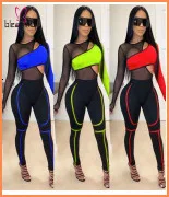 Зимний женский комплект из двух предметов, топы с длинным рукавом и штаны, костюмы с газетным принтом, Сексуальные вечерние костюмы для ночного клуба размера плюс 4XL 5XL