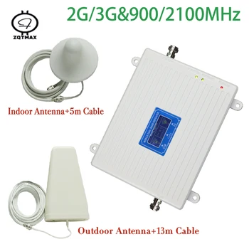 

ZQTMAX High gain 2G 3G signal booster GSM Signal repeater umts cellular signal amplifier 900 2100 Dual band + antenna set