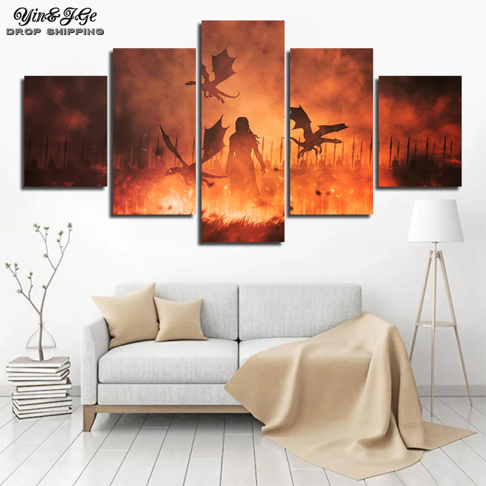 Модульная настенная живопись на холсте принты Игра престолов картины 5 шт.