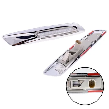 

2x Clear Lens Silver Chrome Finishes LED Side Marker for BMW F10 LED Amber Indicator Light E90 LED E81/E82/E87/E88/F1
