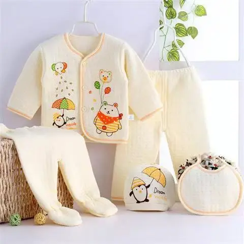 Baby Clothing Set luxury 0-3M Soft Newborn Infant Baby Suits Boy Girl ClothesTops Pants Bibs Hat 5Pcs/Set 100% Cotton Unisex Clothing Set For Baby Outfit Baby Clothing Set medium Baby Clothing Set