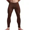 Sexy Men Long Johns Ice Silk Slip Homme Fitness Sexy Sleepwear Bottoms Trousers See Through Ultra-thin Leggings Gay Underwear ► Photo 2/6