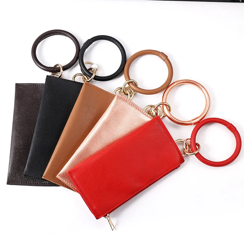 

Multiful PU Leather O Bracelet KeyChains Circle Vintage Leopard Wristlet Keychain For Women Girls Bag Accessories Wholesale