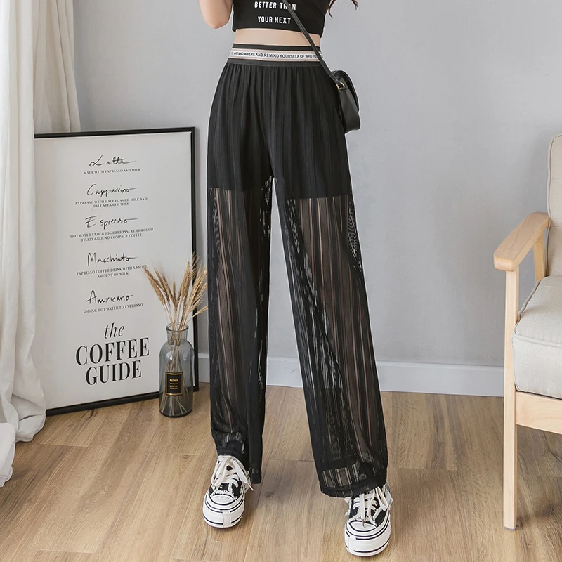 bell bottom jeans High Waist Soft Comfort Women Pants 2022 New Casual Summer Slacks Pants Womens Mesh Sexy Full Length Long Trousers Female Slacks capri jeans