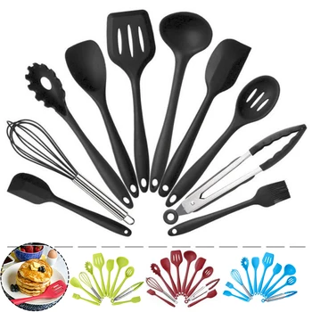 

10PCS Silicone Kitchenware Set Non-stick Pan Set Whisk Food Tongs Spoon Scraper Cake Bread Tool Kitchen Tool Baking Utensils