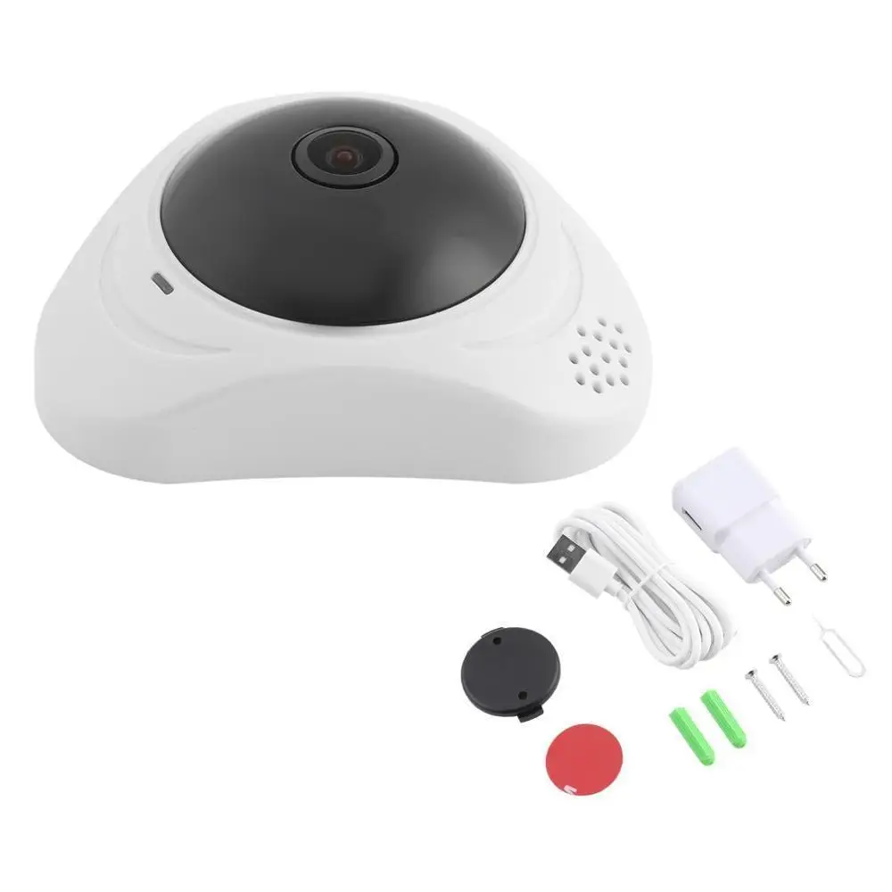 960P VR Wi-Fi 360 градусов панорамная камера с датчиком движения Беспроводная ip-камера для домашнего монитора с вилкой Стандарта ЕС - Цвет: White