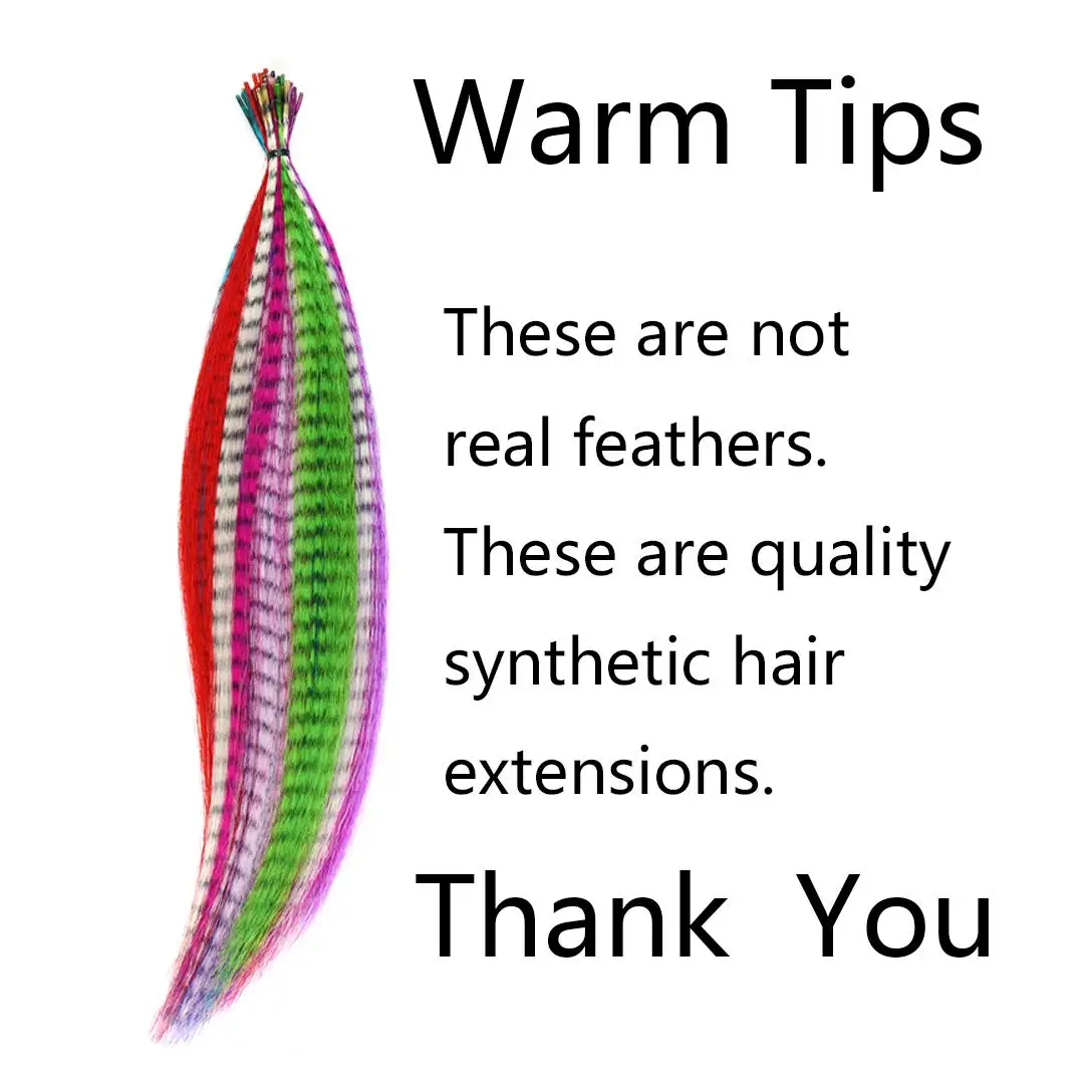 Feather  hair Colored Strands of Hair Extension False Rainbow Overhead Fake Coloring feather for Hair Synthetic