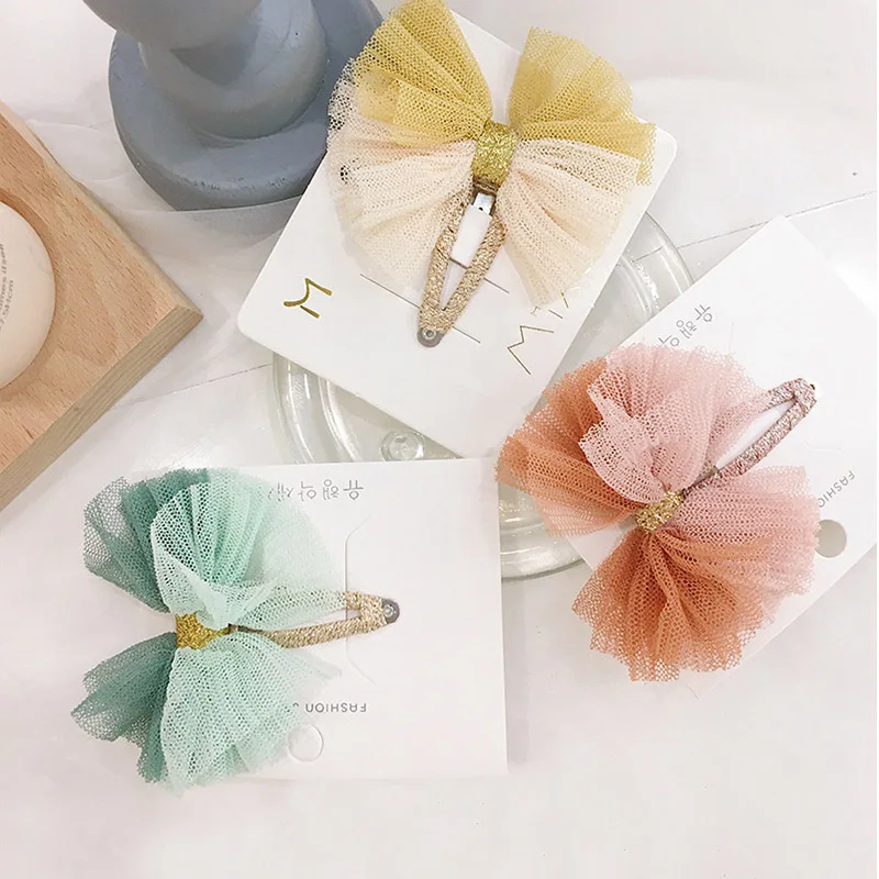 

Princess BB Hair Clip for Girls Net Yarn Hair Bows Glitter Hairpin Handmade Cute Hair Barrettes Children Kids Hair Accessories