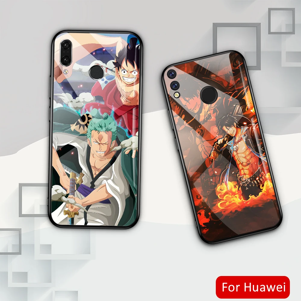 Case for Huawei P20 Lite Tempered Glass One Piece Luffy P9 P10 Plus P30 Pro Mate 9 10 20 30 lite DIY | Мобильные телефоны и