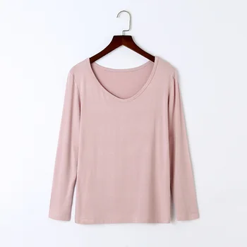 

Spring and autumn solid color long-sleeved cotton bottoming shirt female 2020 new red