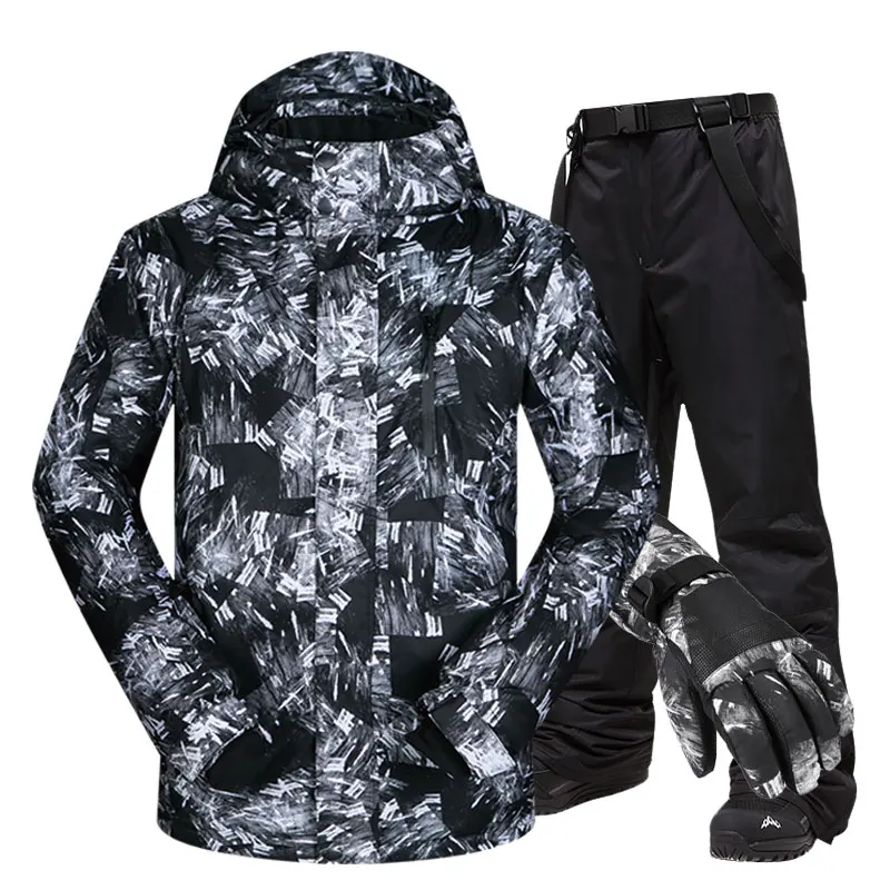 Ceny Kombinezon narciarski męskie marki zimowe wiatroszczelne wodoodporne termiczne śnieg kurtka i spodnie narciarskie rękawiczki do ekranu dotykowego Snowboard kurtka narciarska mężczyzn