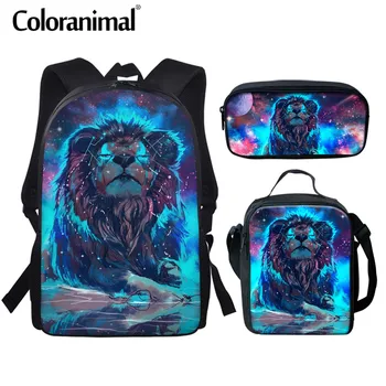

Coloranimal Cool Teenager Kid School Backpack Set Fashion Lion Pattern School Bag for Boy Girls Children Rucksack Mochilas 2020
