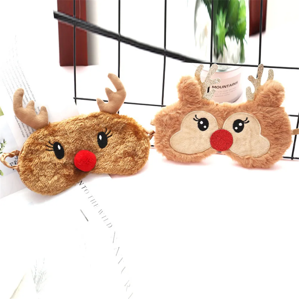 

Fawn Creative Cartoon Plush Patch Aid Lovely Cover Mask Sleeping Christmas Eye Fatigue Comfortable Protection