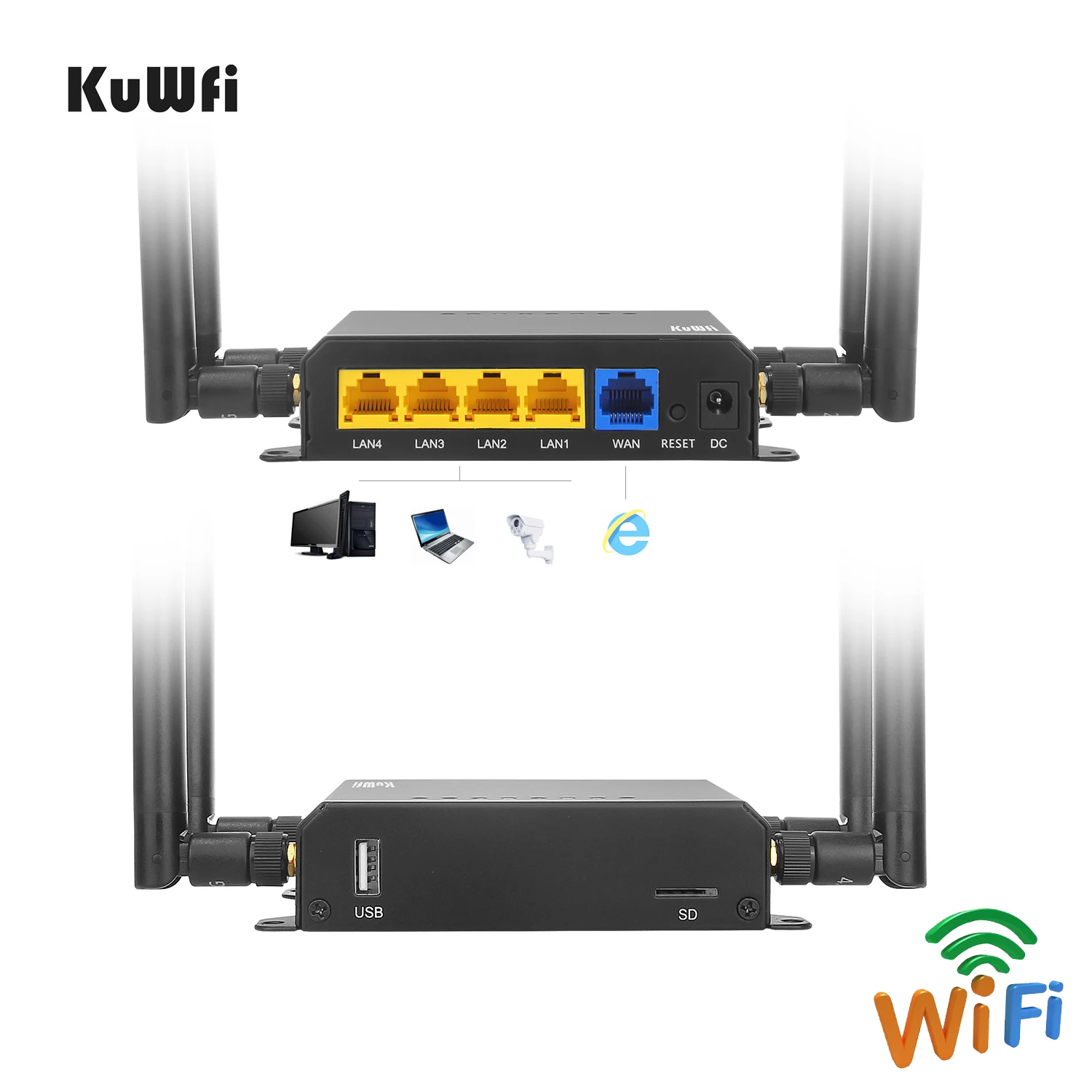 KuWFi WE826 4G LTE маршрутизатор Openwrt разблокированный 3G / Wi Fi роутер CAT4 150 Мбит с модем