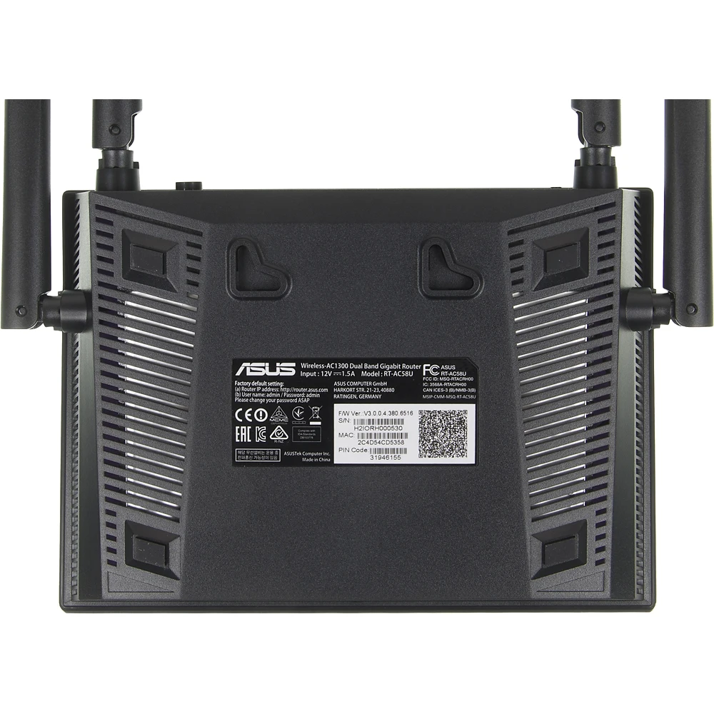 Роутер беспроводной Asus RT-AC58U AC1300 10/100/1000BASE-TX/4G ready черный