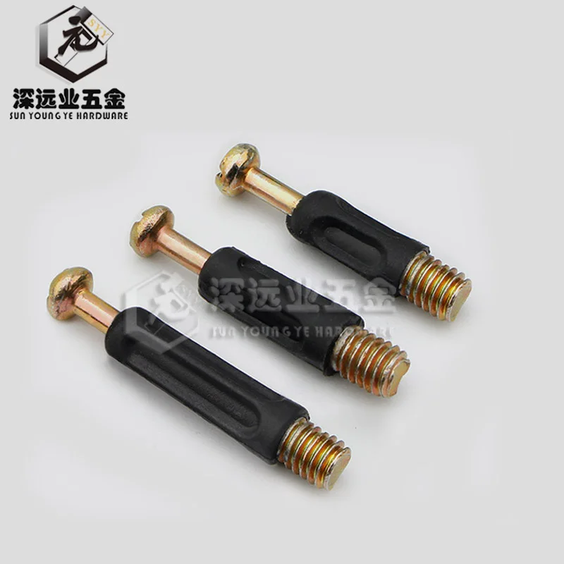 10Sets Furniture Side Connecting 40mm 35mm 32mm Cam Fitting Dowel Pre-inserted Nut Furniture Hardware Fitting 3 in 1