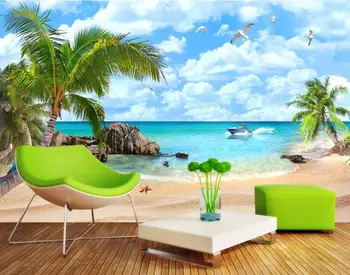 

CJSIR Photo Costom Wallpaper Seascape Mediterranean Sandy Beach Landscape Background Wall Murals Wallpaper for Walls 3 d Decor