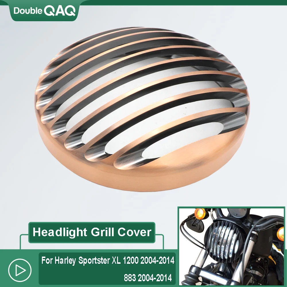 Black 5.75" 5 3/4" Led Headlights Grill Cover For Harley Sportster 883