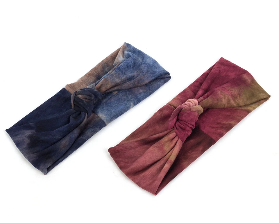 Geebro Tie Dye Bohemia Twist головной убор модная Женская эластичная резинка для волос женский бант завязанная широкая головная повязка тюрбан аксессуары AQ016