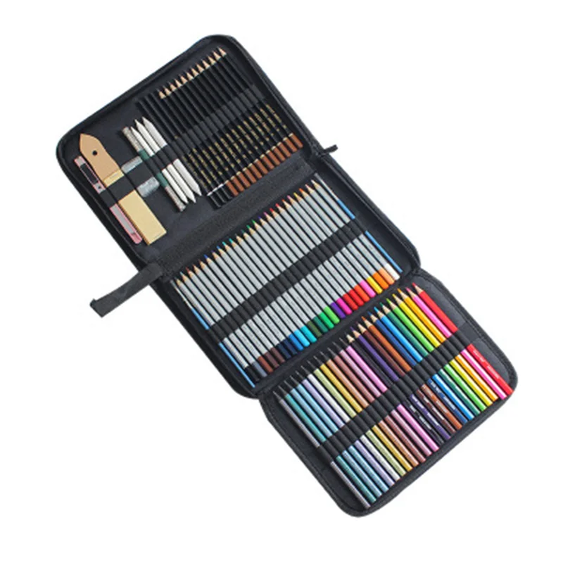 Pencils and Sketch Set Kit Complete Artist Includes Zippered Carry Case Art Student Drawing VDX99 | Канцтовары для офиса и