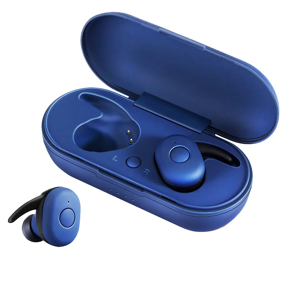 DT-1 TWS Mini Bluetooth наушники V5.0 настоящие беспроводные наушники стерео спортивные наушники водонепроницаемые с микрофоном портативная зарядная коробка - Цвет: Blue