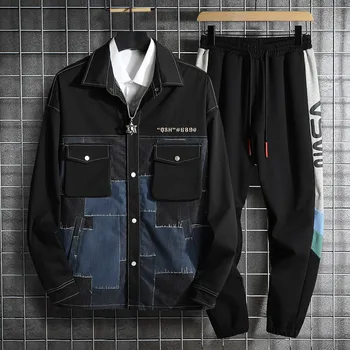 

Casual Sport Jacket Suits Denim Coat Korean Version Fashion Plus Sized Leisure Sports Piece Brand Ropa Hombre Men's Clothing BE