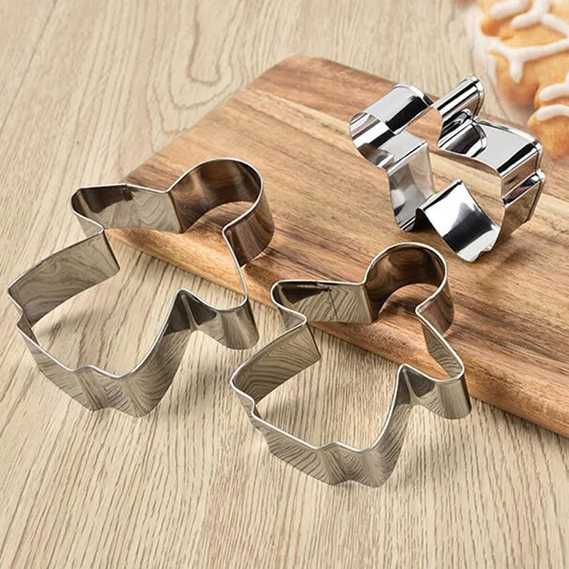 3 Pcs Creative Biscuits Mold Press Stainless Steel Handmade DIY Cookie Baking Tools Eco-Friendly Cake Molds