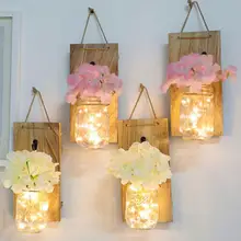 Солнечная энергия Mason Jar бра деревенский домашний Настенный декор светодиодный Сказочный свет 2 шт. банка подвесное освещение Mason Jar подвесной светильник