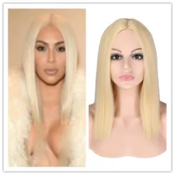 SuQ Short Bob Wig Hair Synthetic Natural For Women Highlight Short Straight Blonde 613# Heat Resistant Daily Wigs