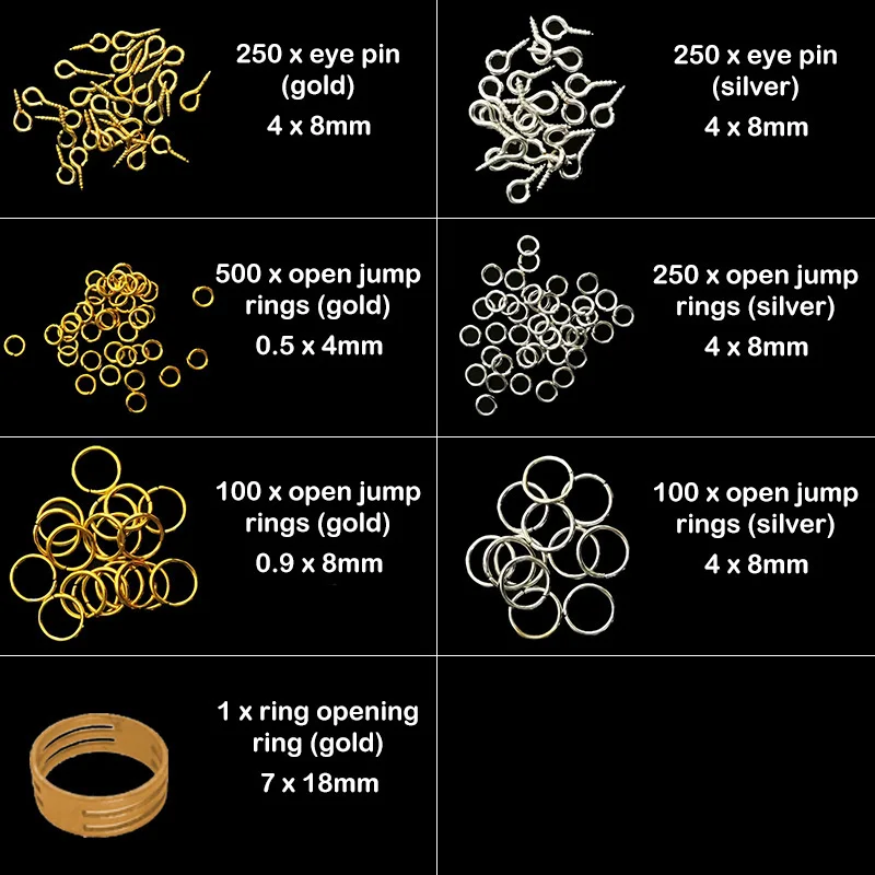Золото/серебро смешанные мульти-размер прыгающее кольцо бижутерия фурнитура застежка DIY ювелирные изделия фурнитура бусины комплект для