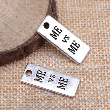 

Wecharms 30pcs 24x10mm Me V-S Me Charms For Jewelry Making Antique Silver Color Accessories