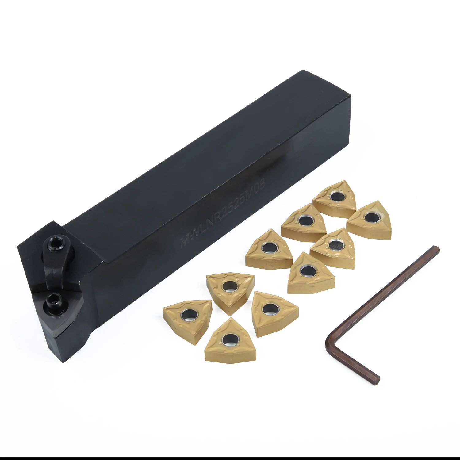 

10Pcs Set WNMG080404 Carbide Inserts +1x MWLNR2525M08 Lathe Turning Tool Holder