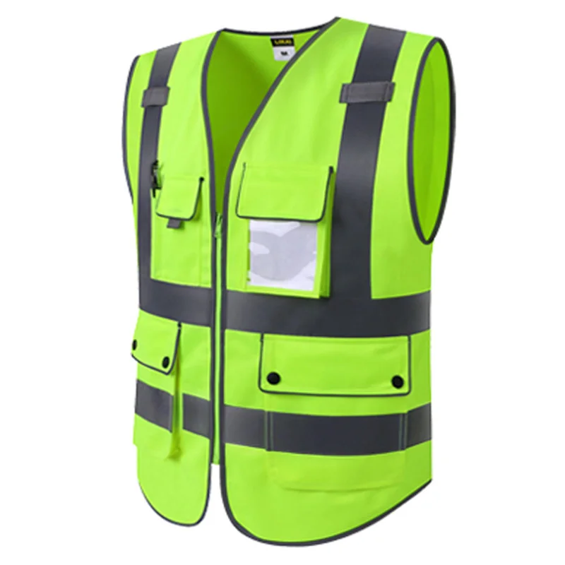 High Visibility Reflective Safety Vest Zipper Front With Reflective Strips Construction Workwear Safety reflective safety vest