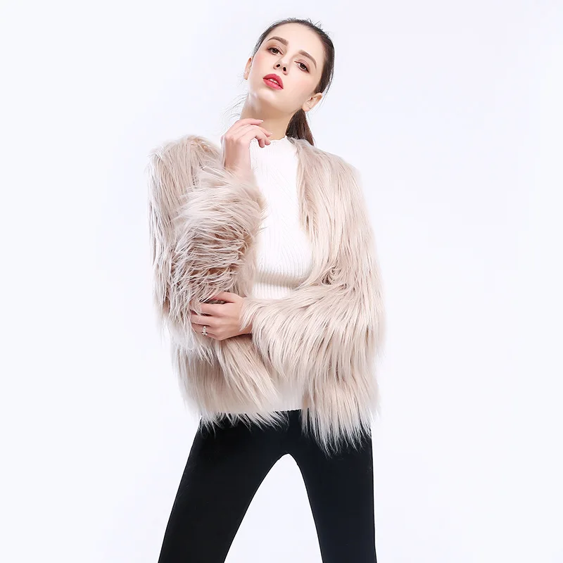 

12 Color Plus Size Fur Coat Women's Washed Hair Long-sleeved Large Size Long Hair Drift Artificial Fur Coat Winter Warm Jacket