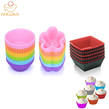 

12Pcs Reusable Silicone Baking Cups Mini Cupcake Liners Egg Muffin Cups For Oven Baking Small Silicone Cupcake Molds/Cup 146