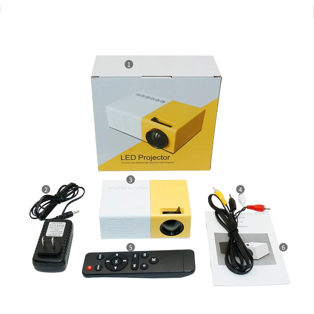Мини-проектор J9 HD домашний проектор для кинотеатра Поддержка 1080P AV USB Micro SD карта USB портативный карманный проектор с европейской вилкой и YG-300