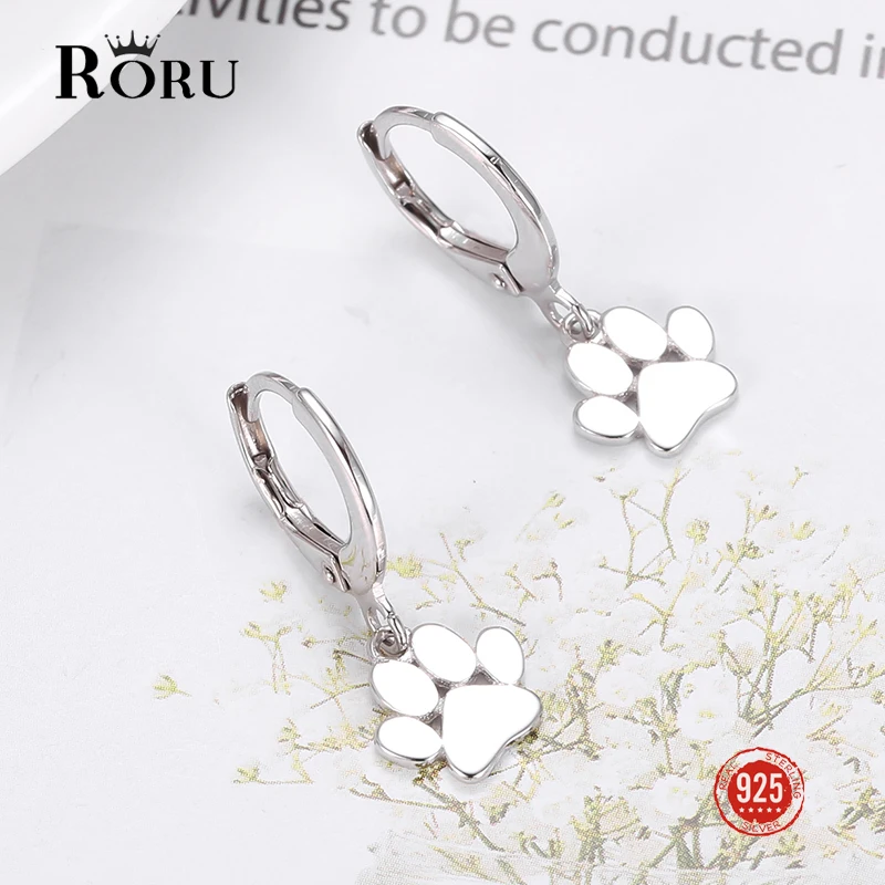 

100% 925 Sterling Silver Earrings Dangling Jewelry Cute Bear paw Design Creative For Women Hanging Female Earrings
