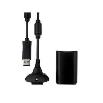 

OSTENT Black 2 in 1 Charger Cable + Rechargeable Battery Pack for Microsoft Xbox 360 Wireless Controller