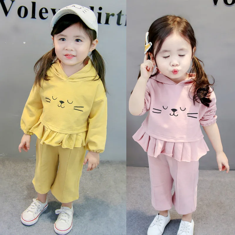 

2018 New Style Childrenswear Spring And Autumn Girls Two Piece Set Korean-style Casual 0-4-Year-Old Children