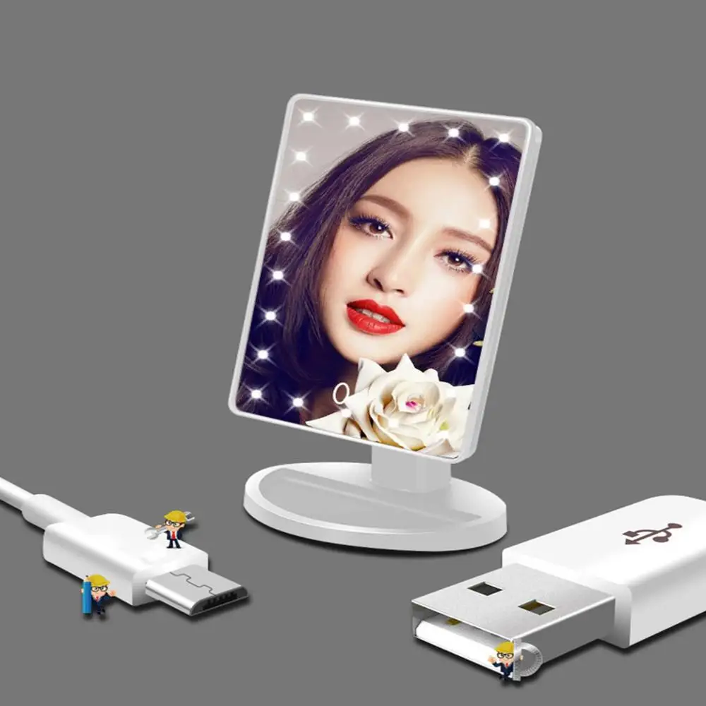 

LED Lighted Makeup Mirror Night Light 24 Led Vanity Cosmetic Mirror Touch Screen Table lamp Adjustable Dimmable Dual PowerSupply