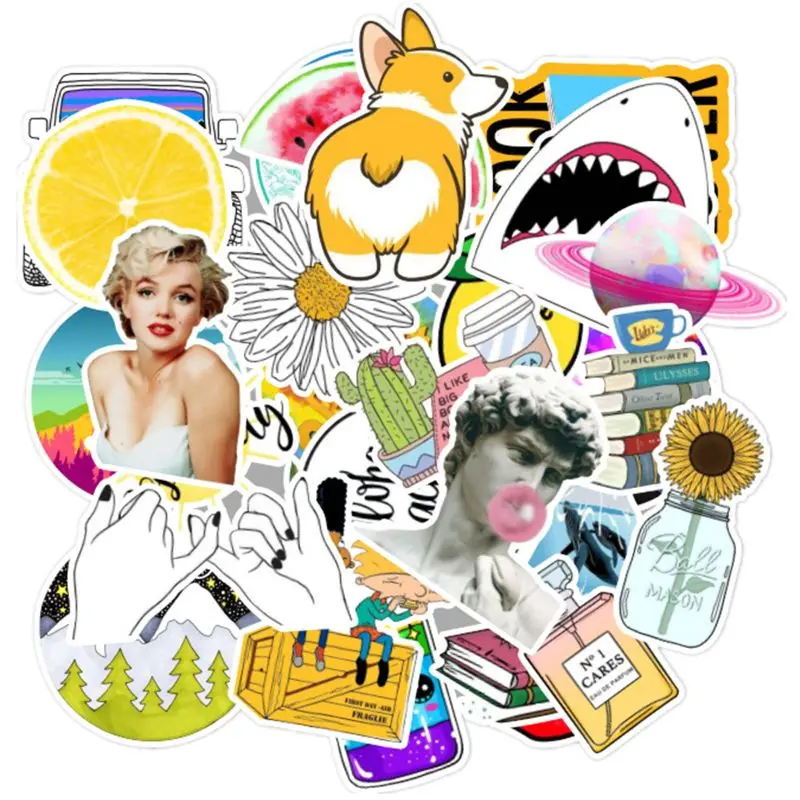 53 шт мультфильм желтый INS стиль милый стикер граффити DIY стикер s