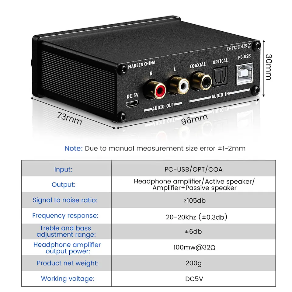 Fone de Ouvido Conversor para Desktop Aiyima Áudio Mini Estéreo Usb Gaming Dac Decodificador Amplificador Adaptador Alimentado Ativo Alto-falante a2 - Image 2