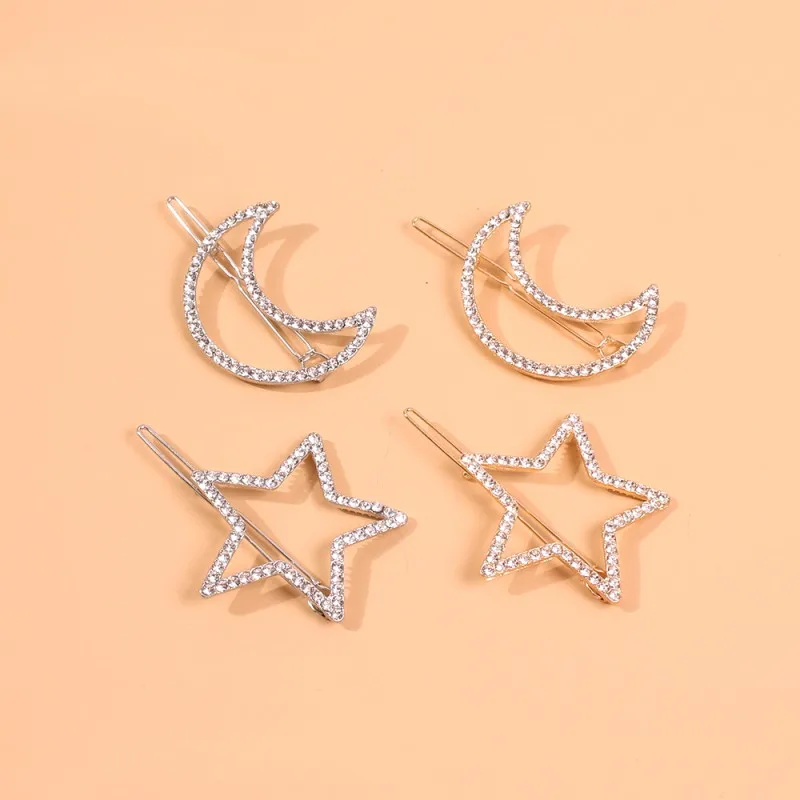 Горный хрусталь Луна Звезда 2 шт./компл. заколки для волос женщин девушек