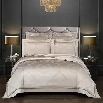

Luxury Egyptian Cotton Jacquard Duvet Cover set Premium Silver Grey Bedding set Comforter Cover Bed sheet JPcs Queen King size