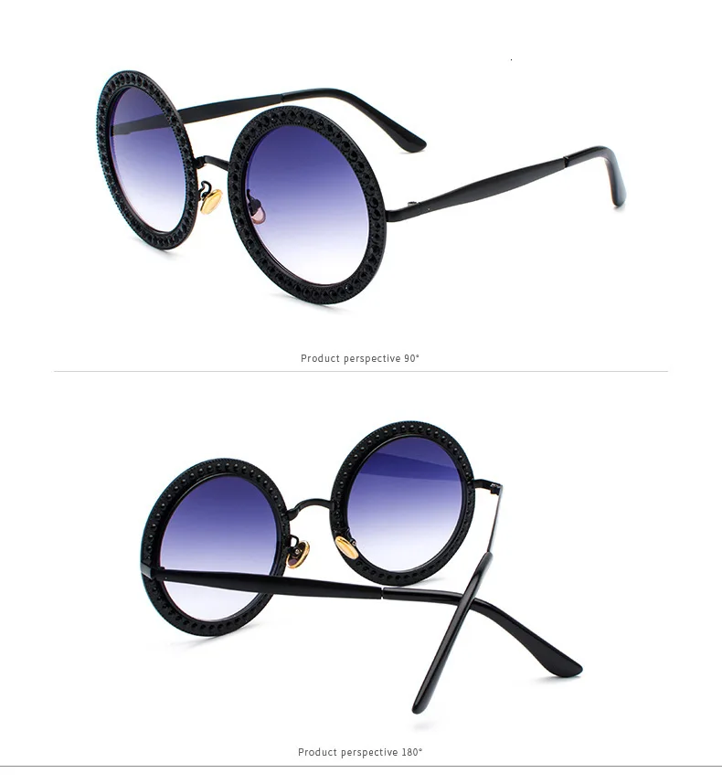 Круглые Модные женские солнцезащитные очки с бриллиантами, фирменный дизайн, металлическая оправа, солнцезащитные очки для девушек, большие вечерние очки, lunetes de soleil