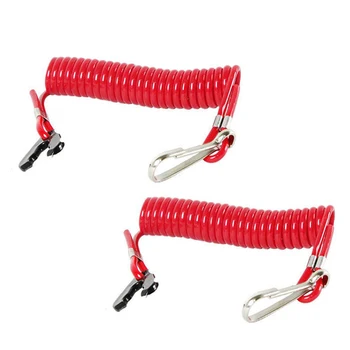 

Safety Engine Switch Lanyard 160cm 2pcs Motor Kill Stop Clip Key Red Boat