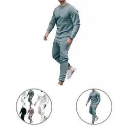 Survêtement élégant d'automne couleur unie respirant à manches longues survêtement d'automne pour hommes survêtement chemise costume 2 pièces/ensemble 