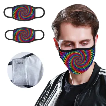 

2PCs Unisex Anti-dust Windproof Masks With PM2.5 Activated Carbon Filter Print Earloop Face Mouth Mask Washable Protective Mask