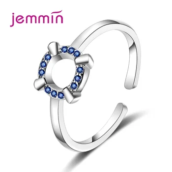 

Luxury Ring Female Women Blue CZ Zircon Crystal 925 Sterling Silver Boho Jewelry Wedding Open Finger Adjustable Rings