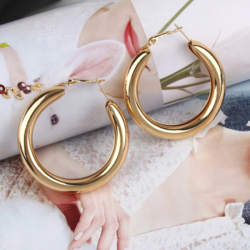 18 K Gold Винтажные обод Кольцо Серьги для женщин креативные геометрические массивные серьги в стиле панк Висячие модные ювелирные изделия трендовые Новые - Цвет камня: 18 K Gold